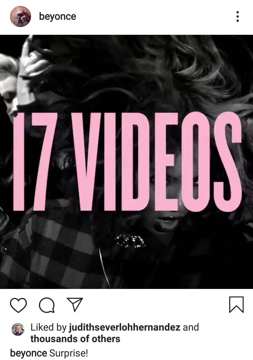 Сообщение Бейонсе в Instagram